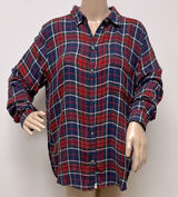 American Eagle Ahh-amazingly Soft Boyfriend Fit Red & Blue Plaid Shirt Sz L Photo 0