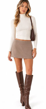 NWT Peppermayo Mirna Micro Skort Low Rise Skort in Taupe Marle Size 6 Photo 0