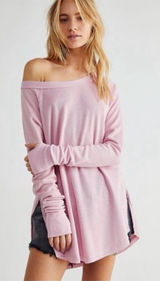NWT Free People We the Free Oversized Snowy Thermal in‎ Mink Tink Womens Size L Photo 0