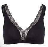 Hanro Cotton Lace Lace Trim Soft Cup Bra Black Sz 34C NWT $120 Photo 0
