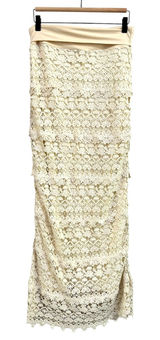 Solitaire Lace Maxi Skirt XS‎ Ivory Cream Crochet Boho Lined Cotton Indie Photo 0