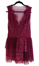 Free People Burgundy Lace Mini Dress Women’s Size 0 Sleeveless Boho Photo 0