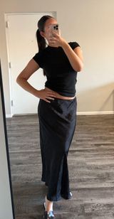 Crinkled Satin Maxi Skirt Photo 0