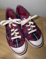 Coach Women's Barrett Plaid Patent Leather Sneakers Y2K Purple Pink Size 7.5 J Photo 0