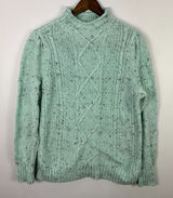 Talbots Mint Cable Knit Sweater L Fisherman‎ Old Money Coastal Grandma Preppy Photo 0