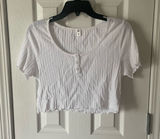 BP White short sleeve crop top textured with simple knit pattern. A15 Photo 0