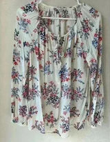 Lucky Brand Woman’s 100% Viscose Floral Print Peasant‎ Top Size S Photo 0
