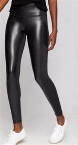 Athleta Faux Leather‎ Gleam Leggings Womens Medium Black High Rise Yoga Pants Photo 0