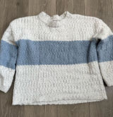 Knox Rose Cream and Dusty Blue Bouclé Stripe Sweater Photo 0