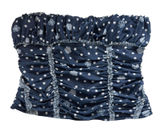 Free People Wait for Me Navy Polka Dot Floral Ruched Smocked Tube Top‎ NWT Med Photo 0