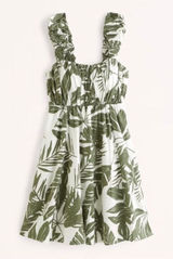 Abercrombie & Fitch Linen Puff Strap Babydoll Mini Dress Size XS Photo 0