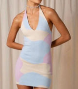 Peppermayo Wind It Back Knit Halter Dress Pastel Wave NWOT Size Small/Medium‎ Photo 0