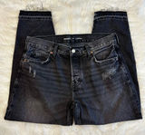 Old Navy High-Rise Slouchy Taper Jeans Womens 10 Washed Black Distressed Denim Photo 0