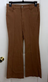 LOFT‎ brown high waisted pintucked 5 pocket cotton stretch bootcut jeans pants 8 Photo 0