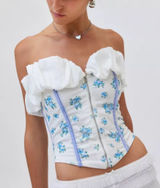 NWT FOR LOVE & LEMONS Evelyn Floral Velvet Corset Top size Medium Photo 0