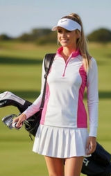 EPNY Pro Golf 1/4 Zip Mock Neck Active Top Women's S‎ White Pink Long Sleeve Photo 0
