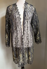 Victoria's Secret Black Gold Lace Robe 90's Glam Whimsi Goth S resort beach boho Photo 0