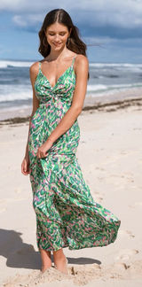 Cupshe Women’s Maxi Dress Approx M/L Colorblock Front Twist Keyhole Open Back Photo 0