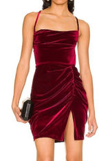 Amanda Uprichard Jasalina Velvet Mini Dress in Wine Red Size S Photo 0