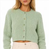 Free People Celeste Cardi Mint Green Cropped Fuzzy Cardigan XL Photo 0