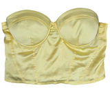 Princess Polly Yellow Satin Bustier Crop‎ Top US 8 Strapless Smocked Back Photo 0