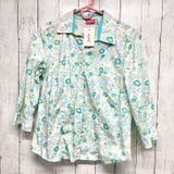 Vintage Cappagallo Shirt Women Sz Medium Floral Collared Button Down 3/4 Sleeve‎ Photo 0
