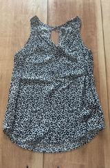 Old Navy Womens XS Leopard Print Sleeveless‎ V-Neck Keyhole Back Tank Top Black Photo 0