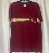 Pink Victoria Secret w/5th & Ocean FSU UNCONQUERED Graphic Tee sequin women sz S Photo 0