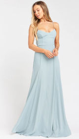 Show Me Your Mumu Godshaw Goddess Blue Maxi A-line Bridesmaid Dress Gown Size S Photo 0