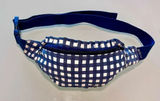 J Crew Fanny Pack Crossbody Sac Blue White Gingham Plaid Cotton Ruffle Edge Photo 0