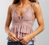 Free People Adella Cami in Dusty Mauve‎ NWT Sz L Photo 0