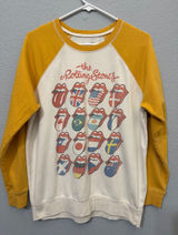 The Rolling Stones Women Sweatshirt M International Flags Raglan Yellow Cream Photo 0