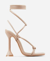 Ego Fiat Faux Leather Lace Up Square‎ Toe Sculptured Heel in Nude Size 7 Photo 0