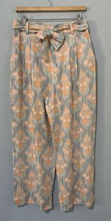 Zara‎ New Flowy High Waist Wide Leg Printed Pants with Self Belt Size L 8372/115 Photo 0