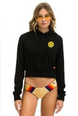 Smiley Bolt Eyes Cropped Hoodie - GREY Photo 0