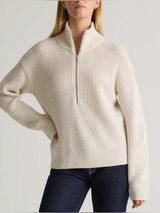 Quince NWT 100% Merino Wool Half Zip Sweater Cream Ivory Size Small Photo 0