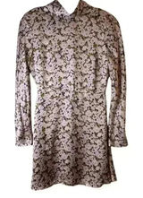 Zara Women's XS Floral Satin‎ Mini Dress Long Sleeve Multicolor Lilac Casual Photo 0