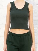 Brandy Melville Dark Green Ribbed Connor Tank Cropped Cotton comfy Y2K Top chic Photo 0