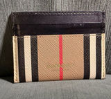 Burberry Black, Beige & Red Striped Card Holder Photo 0