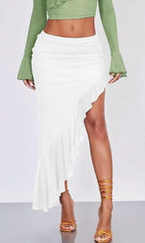 NWT Agecode Skirt Womens S‎ White Asymmetric Ruched Ruffle Mesh Maxi Y2K Fairy Photo 0