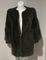 ELVI Boutique Dark‎ Hunter Green Soft zippered jacket with bell sleeves size 10 Photo 0