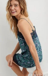 Aerie Floral Lace Trim Mini Slip Dress Size S NWT Y2K Romantic‎ Fairy Photo 0
