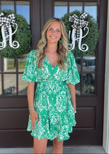 Entro Mini Dress Green White Photo 0