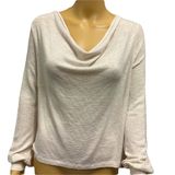Free People Cream Gold Sparkle Scoop Neck Lightweight Knit Long Sleeve XS Photo 0