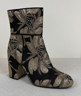 Steve Madden Black and Gold Embroidered Sequin Floral Boots Size 9 Photo 0