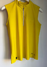 SwingDish Sleeveless Golf Polo Top Size Small Bright Yellow Quarter Zip Stretch Photo 0