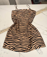 Lulus Wild One Tan and Black Zebra Print Satin‎ Mini Dress Photo 0