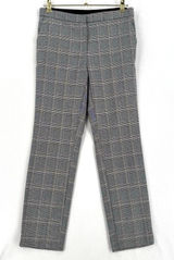 Zara Plaid Trousers Women L Gray Black Burgundy Straight Leg Elastic Waist Zara Photo 0