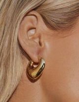 Gold Heart Hoop Earrings, Heart Hoop Earrings, Puffed Heart Earrings Photo 0