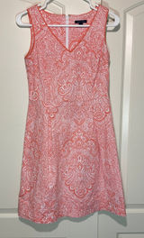 Tommy Hilfiger Paisley Print Dress‎ Sleeveless Coral White A Line Career Flare 2 Photo 0